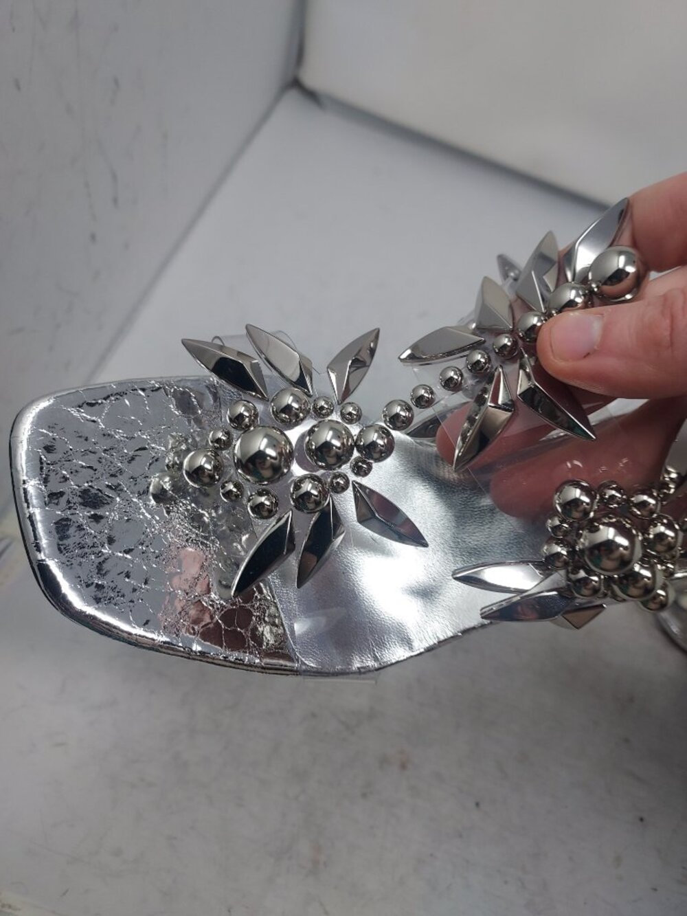 Christian Louboutin Marvel Imperious Rex Silver Jewel Sandal - Picture 10 of 12